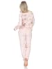 NORMANN Langarm Kuschel Interlock Schlafanzug Langarm Florale Optik - 87289 in rosa