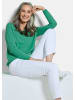 GOLDNER Kurzgröße:  Baumwollpullover mit V-Ausschnitt in grün