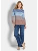 GOLDNER Kurzgröße:  Strickpullover Langarm Blockstreifenpullover, Melange in hellblau / camel / gemustert