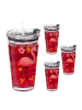 relaxdays 4 x Trinkglas "Flamingo" in Transparent