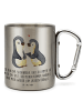 Mr. & Mrs. Panda Thermo Kaffeebecher Pinguine trösten mit Spruch in Silber
