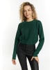 myMo Damen Strick Cropped Pullover in Dunkelgrün