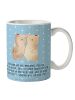 Mr. & Mrs. Panda Kaffeebecher Bären Schwestern mit Spruch in Blau Pastell