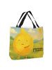 Mr. & Mrs. Panda Tote Bag Beste Freunde Zitrone Design mit Spruch in Weiß
