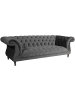 58 aufm Kessel CHESTERFIELD Sofa 3-Sitzer Kaylin Samtvelours anthrazit