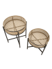 Mauro Ferretti Set aus 2 braunen und schwarzen Metalltischen, Ø cm 40x50-35x40