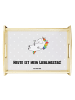 Mr. & Mrs. Panda Holz Tablett Otter Seerose mit Spruch in Grau Pastell
