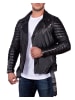 Reichstadt Herren Slim Fit Kunstleder Jacke Silver Zipper in Black