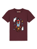 wat? Apparel T-Shirt Illustration Rakete in Weinrot