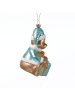 MARELIDA Weihnachtsbaumschmuck Teddybär mit Geschenk bruchfest H: 13cm in blau
