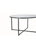 SalesFever Couchtisch rund Ø 80 cm Glasplatte Weiß Marmoroptik Metallgestell in Schwarz