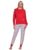 NORMANN Frottee Pyjama Hose gestreift Oberteil - 82705 in rot