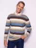 Sieh an! Rundhals-Pullover in ecru-mittelblau-geringelt