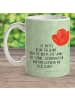 Mr. & Mrs. Panda Kindertasse Blume Mohnblume mit Spruch in Blattgrün