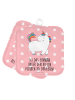 Mr. & Mrs. Panda Topflappen Einhorn Stolzieren mit Spruch in Rot Pastell