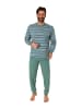 NORMANN Langarm Schlafanzug Pyjama Bündchen Streifen - 86167 in blau