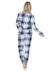 NORMANN Schlafanzug langarm Pyjama karierte Optik Jersey - 87047 in marine