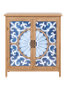 Beliani Sideboard MATARANKA in Braun/Blau - (W) 84 x (H) 90 x (L) 38 cm