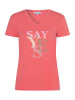 More & More sommerliches Kurzarmshirt "Say Yes" in koralle