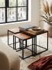 KADIMA DESIGN Satztisch 3er Set Massivholz / Metall Beistelltisch Eckig