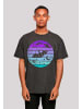 F4NT4STIC Oversize T-Shirt Retro Alien Weltraum Sonnenuntergang in schwarz