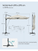 SONGMICS Sonnenschirm Sheld in Weiß - (D)270 x (H)245 cm