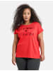 SAMOON T-Shirt Kurzarm Rundhals in Power Red gemustert