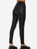 SASSYCLASSY Thermo Kunstleder Leggings mit Leo Print in Schwarz