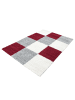 KADIMA DESIGN Teppich Hochflor Shaggy Waschbar Karo RHEIN Strapazierfähig in Rot