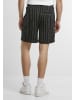 Urban Classics Urban Classics Striped Crinkle Resort Shorts in black/offwhite
