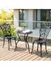 COSTWAY 3 tlg. Bistroset Aluminiumguss Gartenmöbel in Schwarz