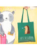 Mr. & Mrs. Panda Shopping Tasche Igel Blumen mit Spruch in Mint