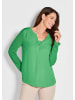 GOLDNER Kurzgröße:  Elegantes Chiffonshirt, Jersey-Details in grün