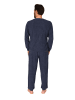 NORMANN Langarm Frottee Schlafanzug Pyjama Bündchen - 86666 in blau-mel.