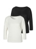 LASCANA 3/4-Arm-Shirt in creme, schwarz