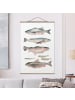 WALLART Stoffbild mit Posterleisten - Sieben Fische in Aquarell I in Pastell