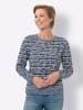 Sieh an! Langarm-Pullover in marine-ecru-gemustert