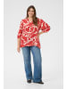 KAFFE curve Kurzarm-Bluse KCmaren Regular fit in True Red/Nature Graphic