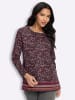 Sieh an! Longshirt in schwarz-burgund-bedruckt