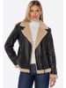 Wittchen Damen Lederjacke mit Kunstfellbesatz in Brown