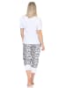 NORMANN Kurzarm Schlafanzug Capri Pyjama Shorty - 84883 in weiß