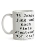 Mr. & Mrs. Panda Becher Spruch 35. Geburtstag Abenteuer mit Spruch in Weiß