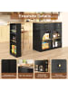ABRIHOME Ausziehbarer Bartisch mit Stauraum in Schwarz - Sideboardschrank mit Glas