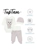 TupTam Baby Bekleidungsset Langarmbody Hose Mütze3 teilig in beige/gelb