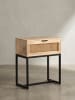 KADIMA DESIGN Nachtkonsole Massivholz / Rattan 50x60x30 cm Nachttisch Braun