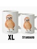 Mr. & Mrs. Panda XL Tasse Faultier Zufrieden ohne Spruch in Weiß