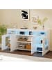 ABRIHOME Weißes Hochglanz-Sideboard 140×40×70 cm mit LED & 3 Fächern