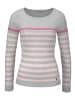 AJC Strickpullover in grau-rosa-himbeere