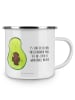 Mr. & Mrs. Panda Emaille Tasse Avocado Kern mit Spruch in Weiß