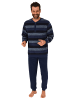 NORMANN Frottee Schlafanzug Bündchen Blockstreifen - 75481 in marine